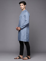 Blue Solid Cotton Straight Kurtas