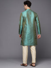 Green Ethnic Motifs Jacquard Straight Kurtas