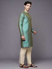 Green Ethnic Motifs Jacquard Straight Kurtas