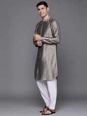 Grey Solid Liva Straight Kurtas