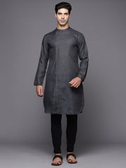 Grey Solid Cotton Straight Kurtas