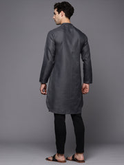 Grey Solid Cotton Straight Kurtas