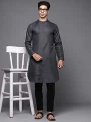 Grey Solid Cotton Straight Kurtas