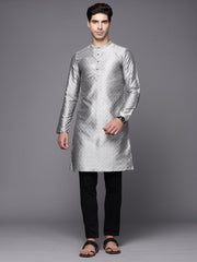 Grey Ethnic Motifs Jacquard Straight Kurtas