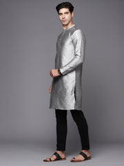 Grey Ethnic Motifs Jacquard Straight Kurtas