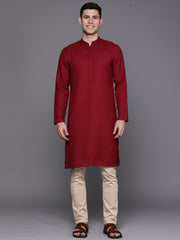 Maroon Solid Cotton Blend Straight Kurtas