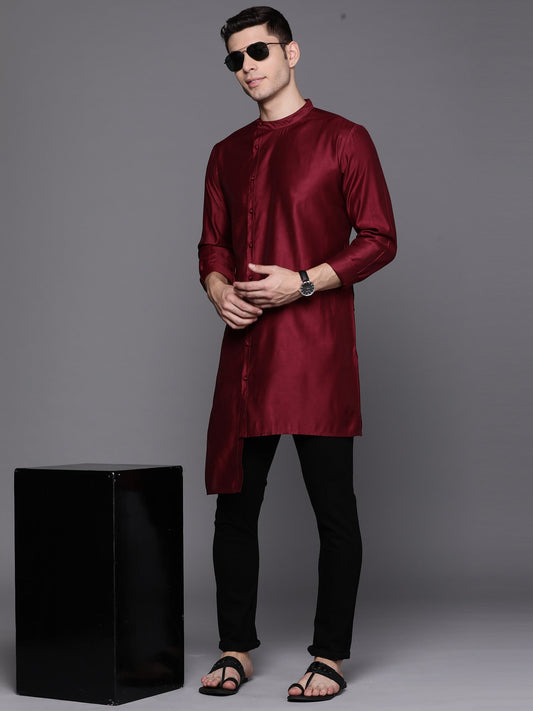 Wine Solid Liva Straight Kurtas