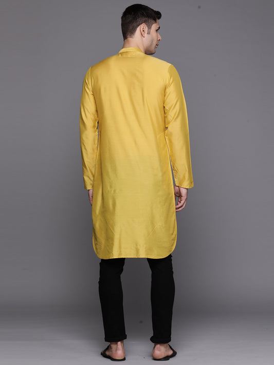 Yellow Solid Liva Straight Kurtas