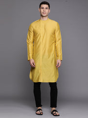 Yellow Solid Liva Straight Kurtas