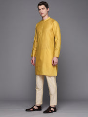 Yellow Solid Cotton Straight Kurtas