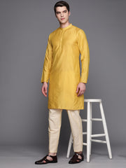 Yellow Solid Cotton Straight Kurtas