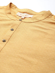 Yellow Solid Silk Blend Straight Kurtas