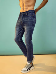 Men Navy Washed Slim Fit Jeans