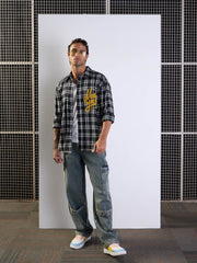 Men Yellow Washed Baggy Cargo Jeans