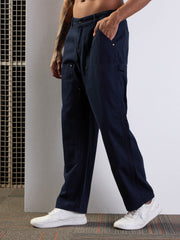 Men Navy Blue Relax Fit Carpenter Jeans