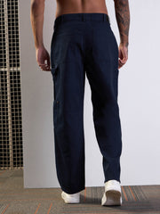 Men Navy Blue Relax Fit Carpenter Jeans