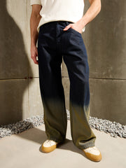 Men Blue Ombre Wide Leg Jeans
