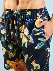 Men Navy Blue Tropical Shirt With Shorts