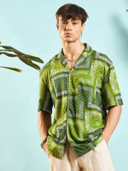 Men Green Paisley Relax Fit Shirt