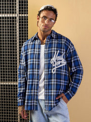 Men Blue & White Check NEW YORK Oversize Shirt