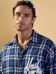 Men Blue & White Check NEW YORK Oversize Shirt