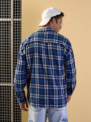 Men Blue & White Check NEW YORK Oversize Shirt