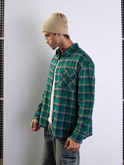 Men Green & Blue Check Oversize Shirt