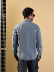 Men Light Grey Tencel Washed Relax Fit Shirt