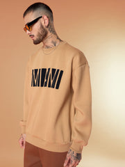 Men Beige MIAMI Embroidery Oversize Sweatshirt