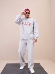 Men Grey TEXAS Embroidery Oversize Sweatshirt