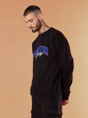 Men Black FOREVER YOUNG Embroidery Oversize Sweatshirt