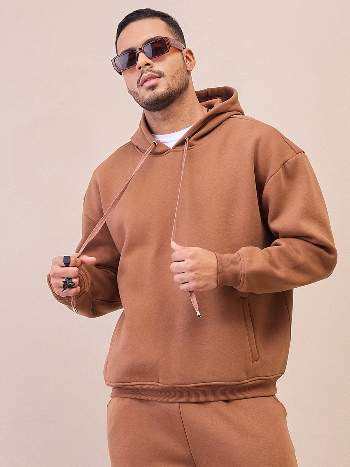 Men Brown Oversize Hoodie