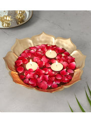 two moustaches flower shaped metal decorative urli bowl