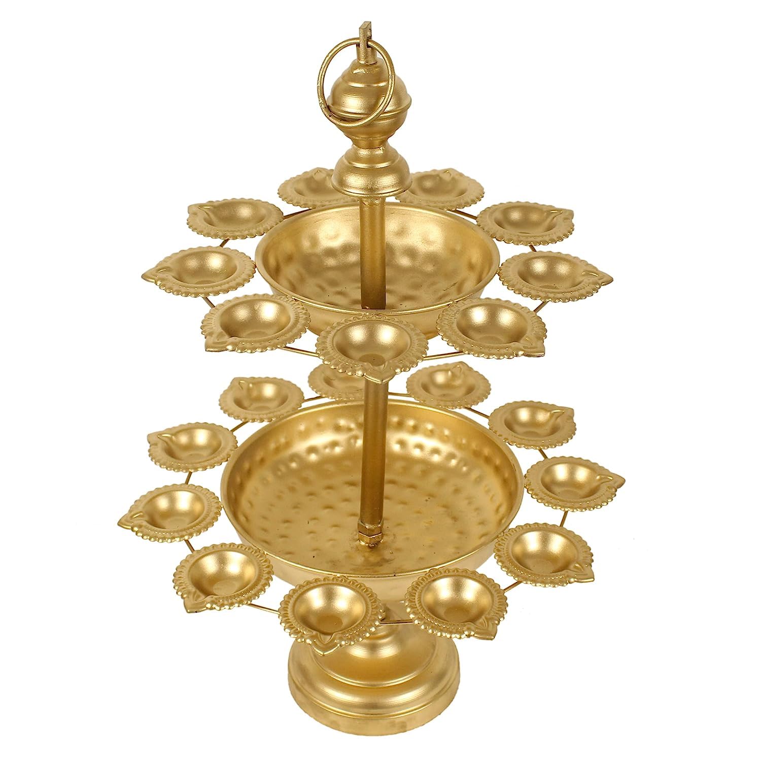 Metal Gold Urli Bowl with Diya Urli Bowl for Home Decoretion Candle Stands with Diya