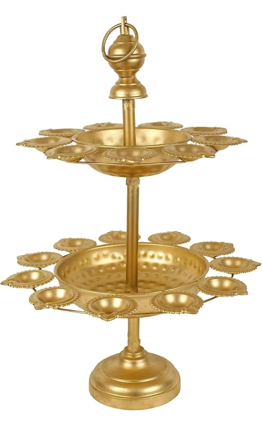 Metal Gold Urli Bowl with Diya Urli Bowl for Home Decoretion Candle Stands with Diya