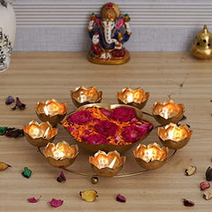 9 Lotus Diya Shape urli Bowl for Home and Pooja Decorations Urli tealight Candle Holder for Home and Office Decor