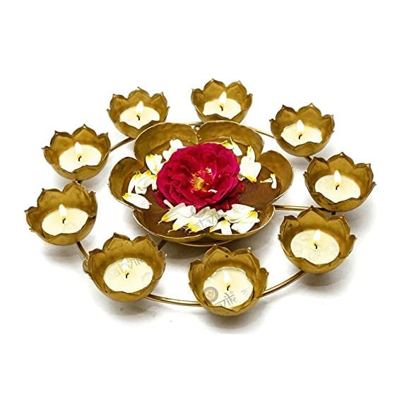 9 Lotus Diya Shape urli Bowl for Home and Pooja Decorations Urli tealight Candle Holder for Home and Office Decor