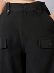 Girls Black Pintuck Parachute Cargos