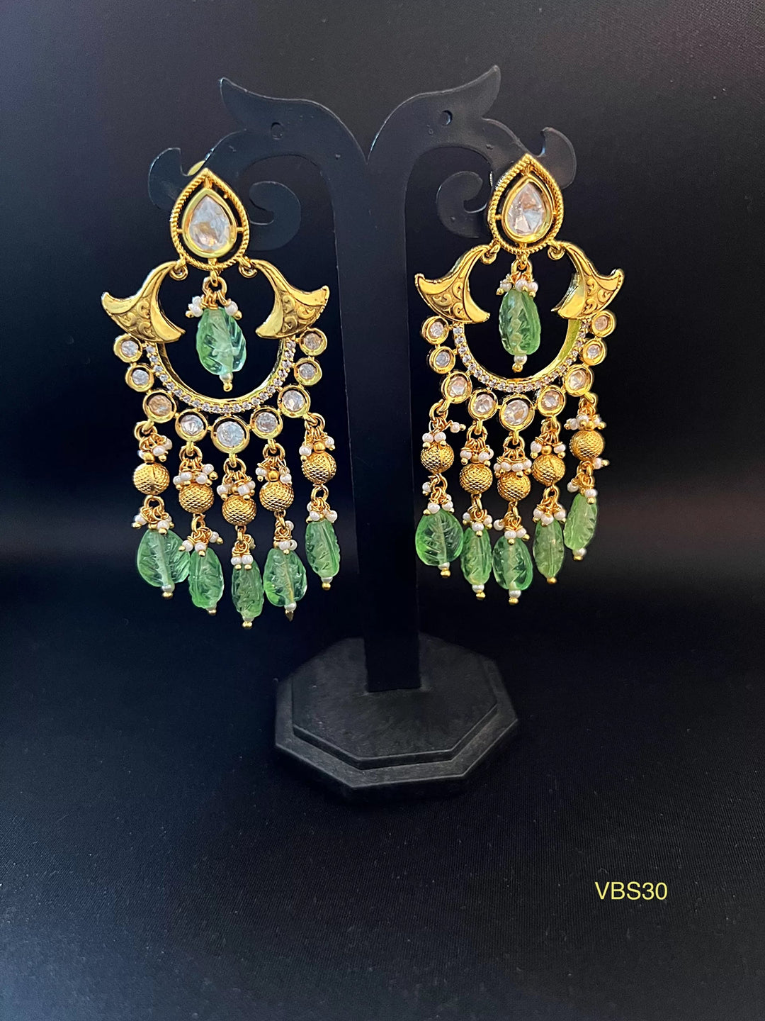 AD-Studded Handcrafted Earrings - VBS30