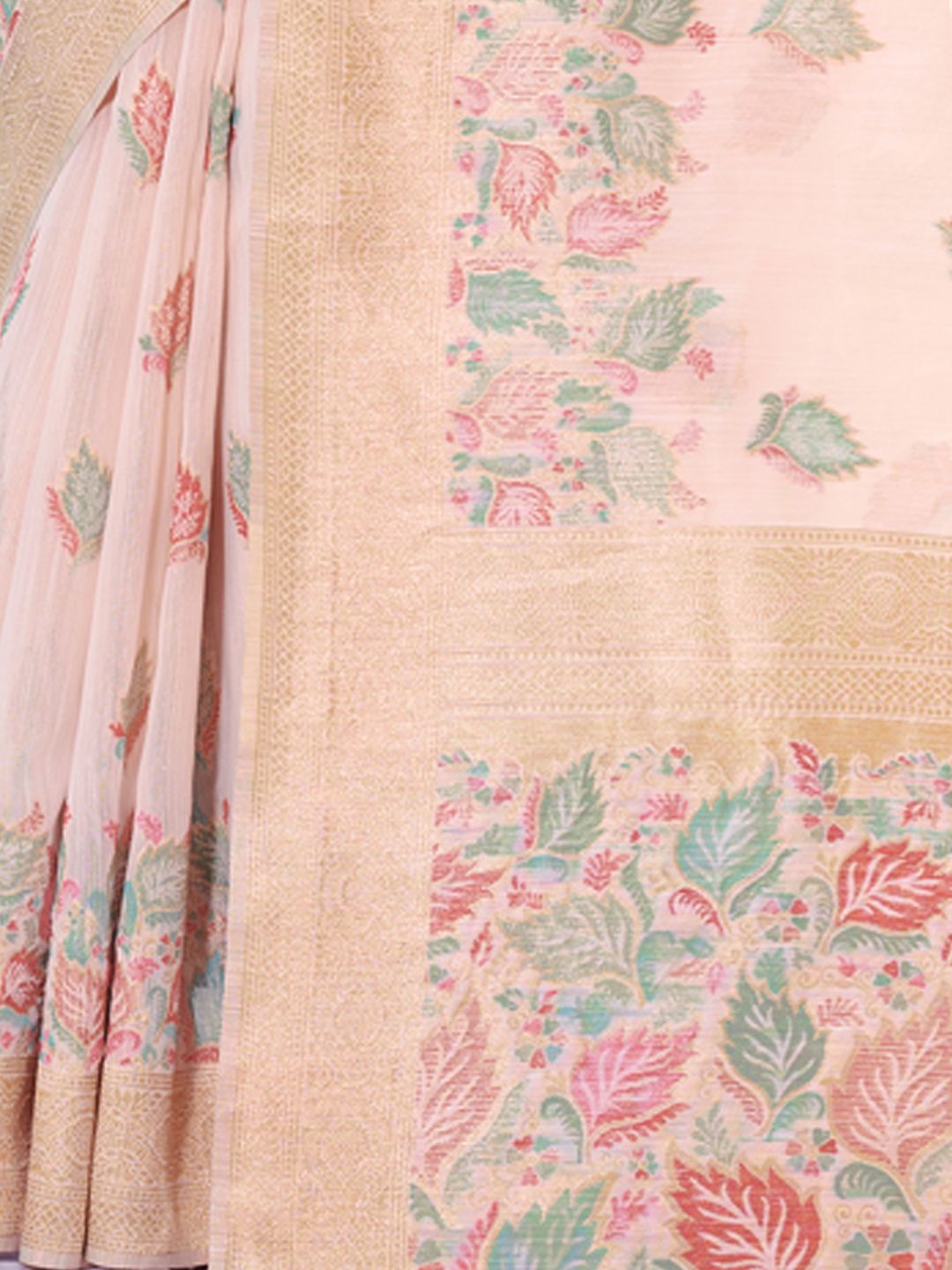 Light Pink Cotton Digital Print Traditional Tassels Saree