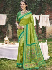 Banarasi Silk Woven Work Festival Tassle Saree