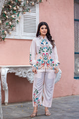 Pastel Peach Printed Co-Ord Set With Matching Pants