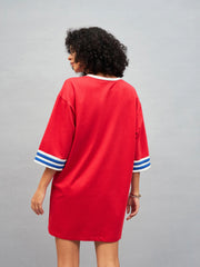 Women Red SAVAGE T-Shirt Dress