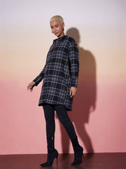 Women Black & White Check Lounge Shirt Dress