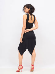 Women Black Asymmetric Back Cut-Out Dress