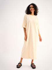 Women Beige Oversized T-Shirt Dress