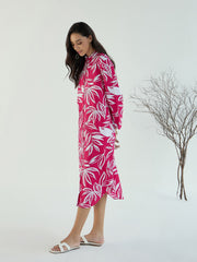 Women Fuchsia & White Floral Shirt Dress