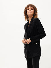 Women Maroon Velvet Shawl Collar Blazer