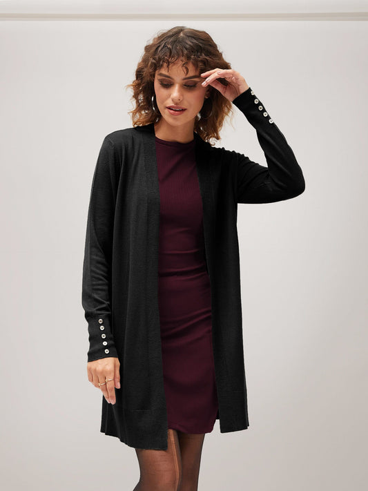 Women Black Front Open Shrug