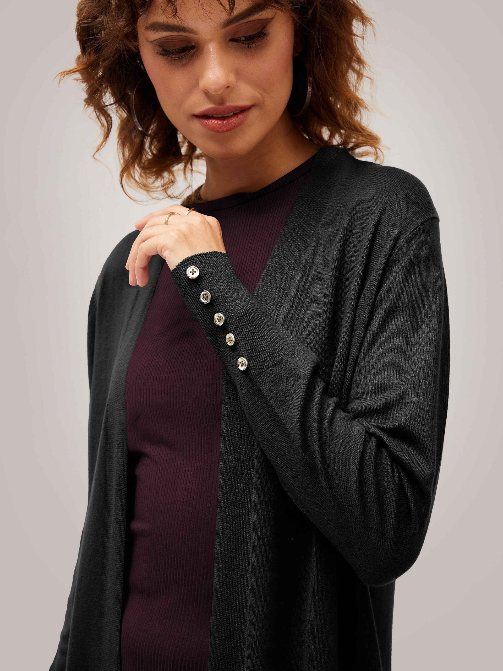 Women Black Front Open Shrug